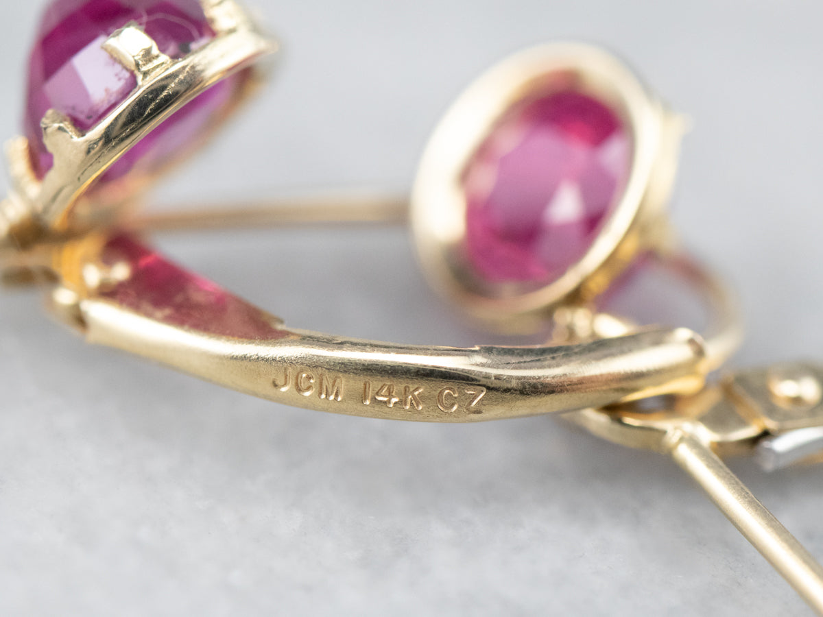 Yellow Gold Ruby Drop Earrings