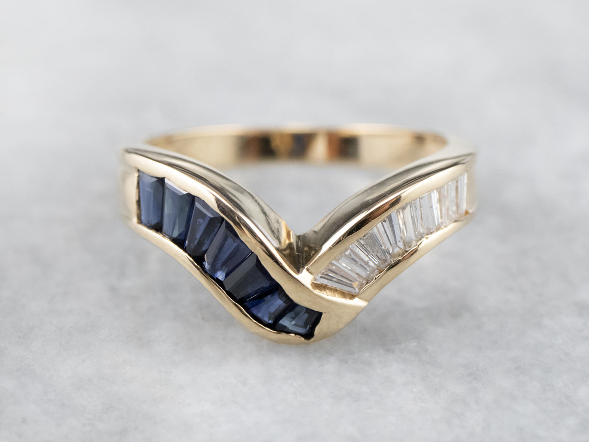 Baguette Sapphire and Diamond Guard Band