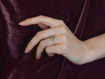 Sterling Silver Tsavorite Garnet and Cubic Zirconia Ring