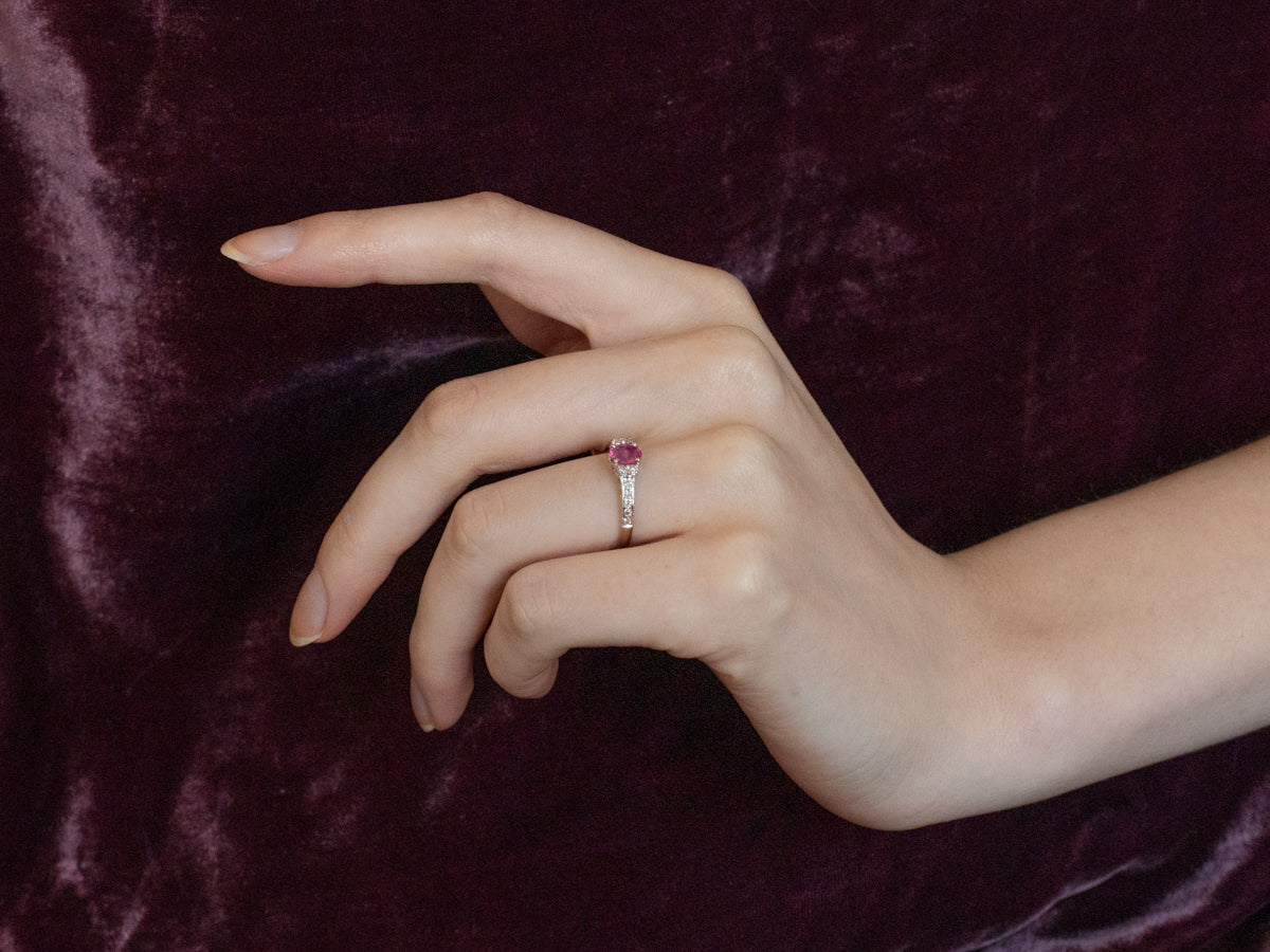 White Gold Ruby and Diamond Ring