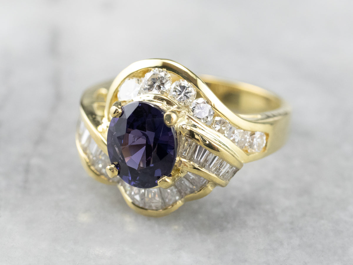 Purple Sapphire and Diamond 18K Gold Ring