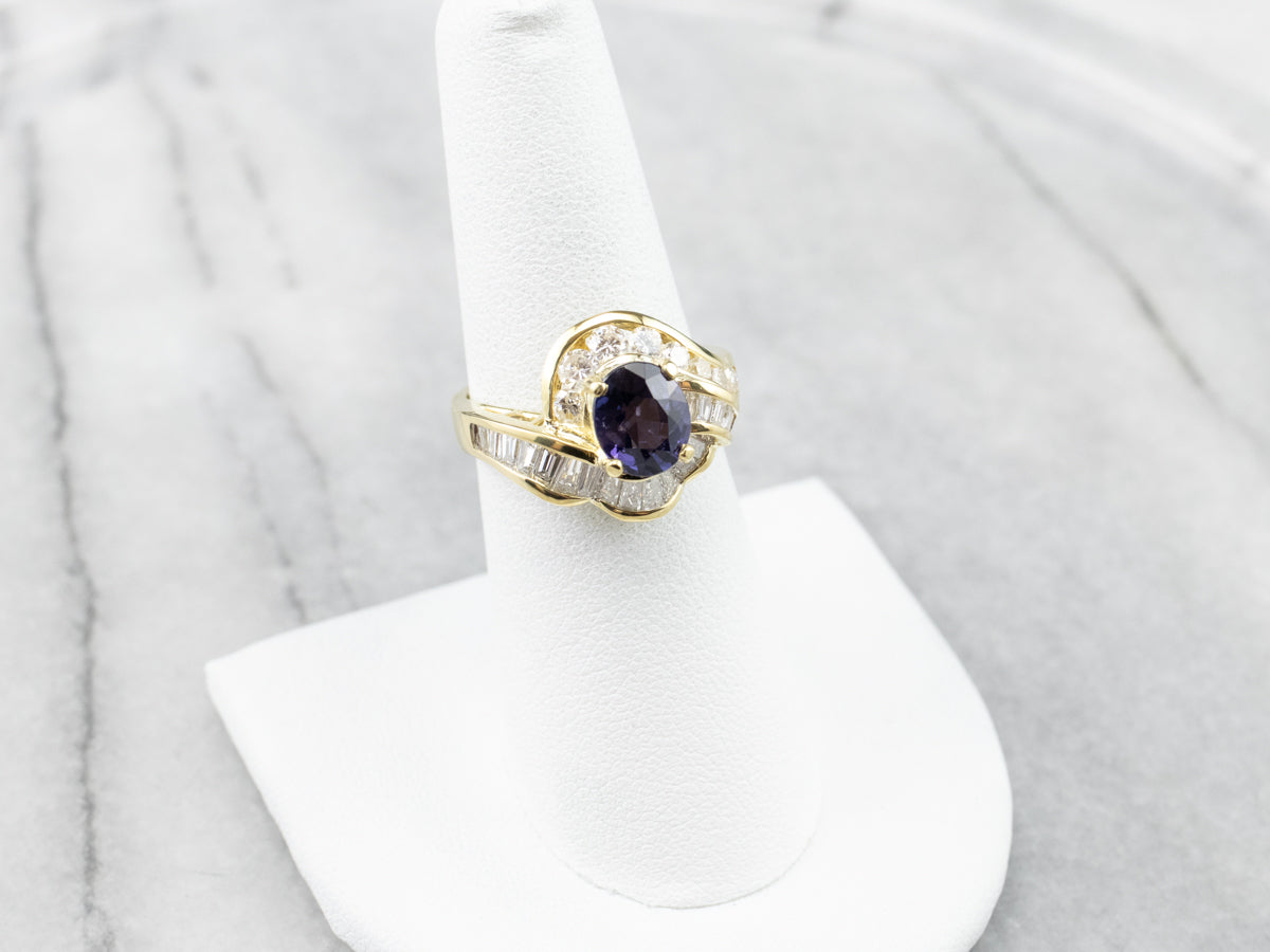 Purple Sapphire and Diamond 18K Gold Ring