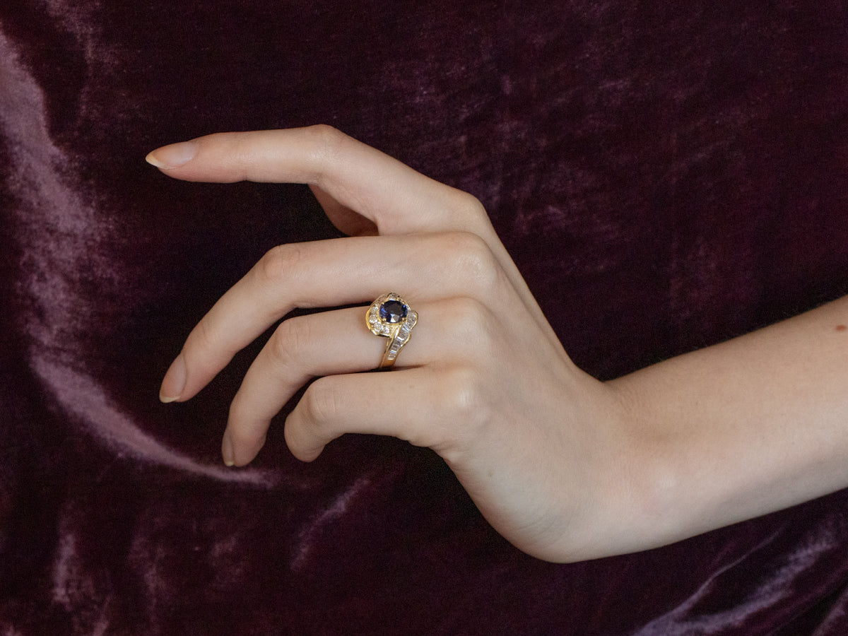 Purple Sapphire and Diamond 18K Gold Ring