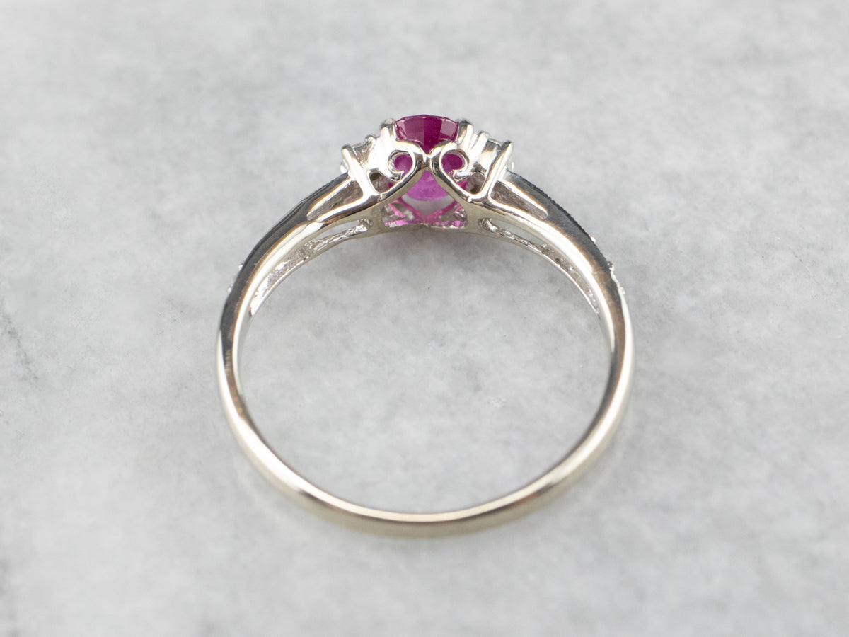 White Gold Ruby and Diamond Ring