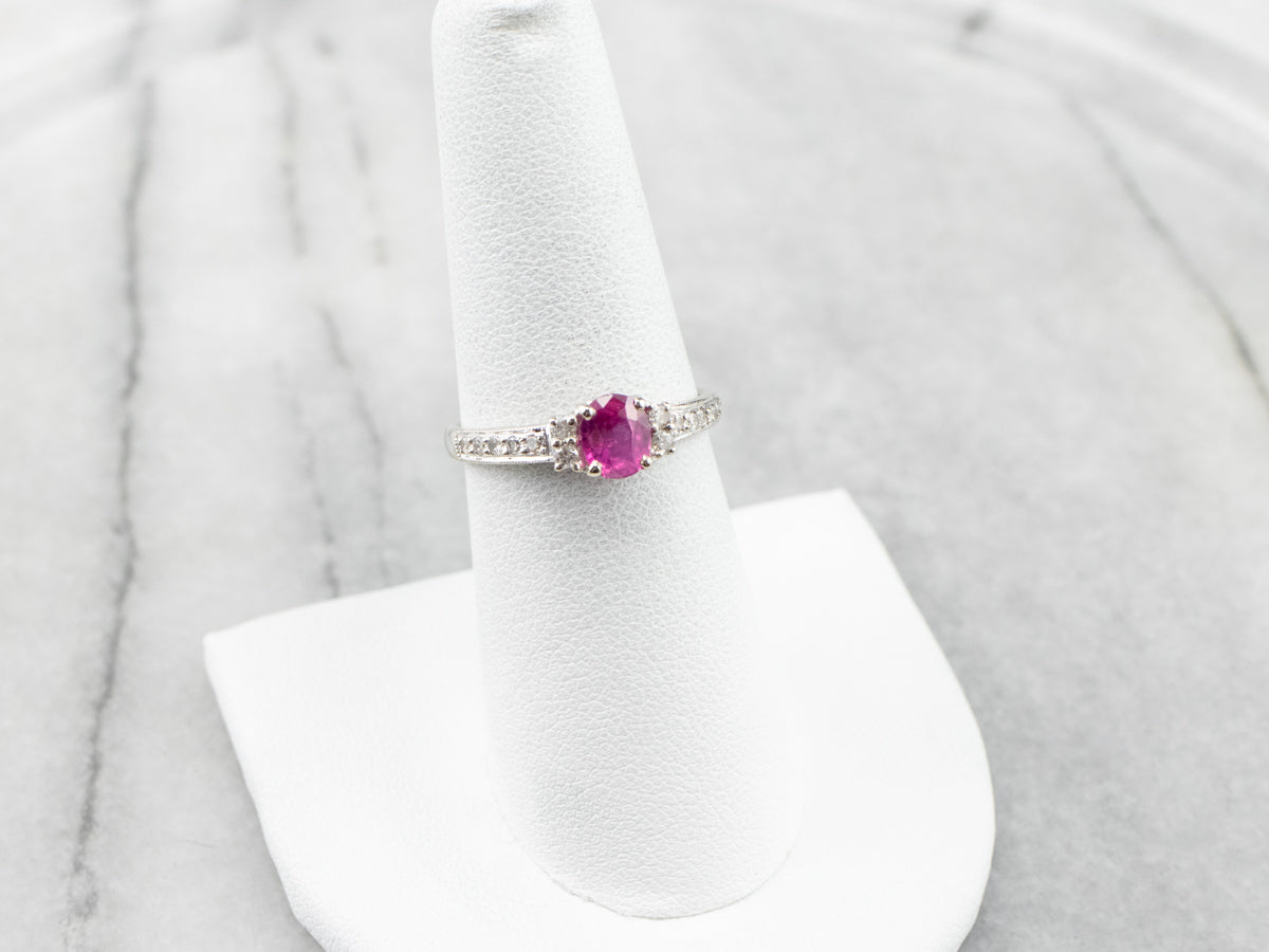 White Gold Ruby and Diamond Ring