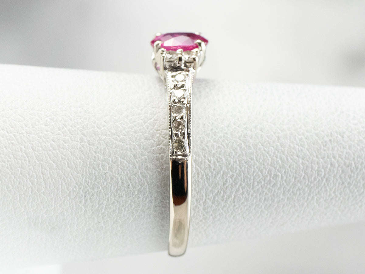 White Gold Ruby and Diamond Ring