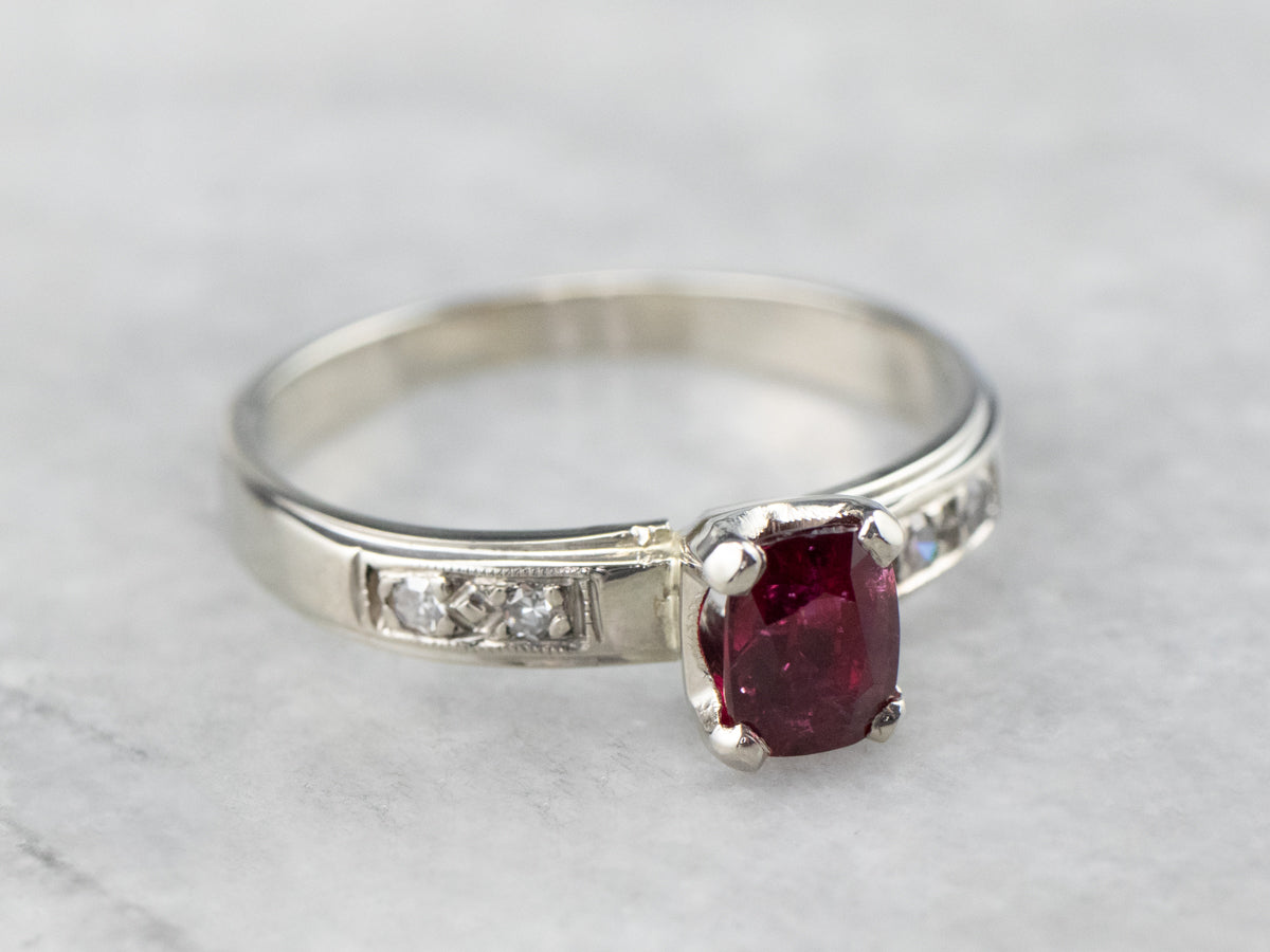 Ruby Diamond White Gold Engagement Ring