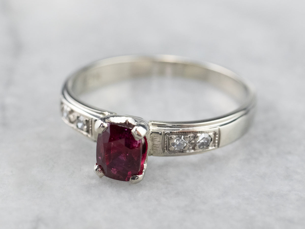 Ruby Diamond White Gold Engagement Ring