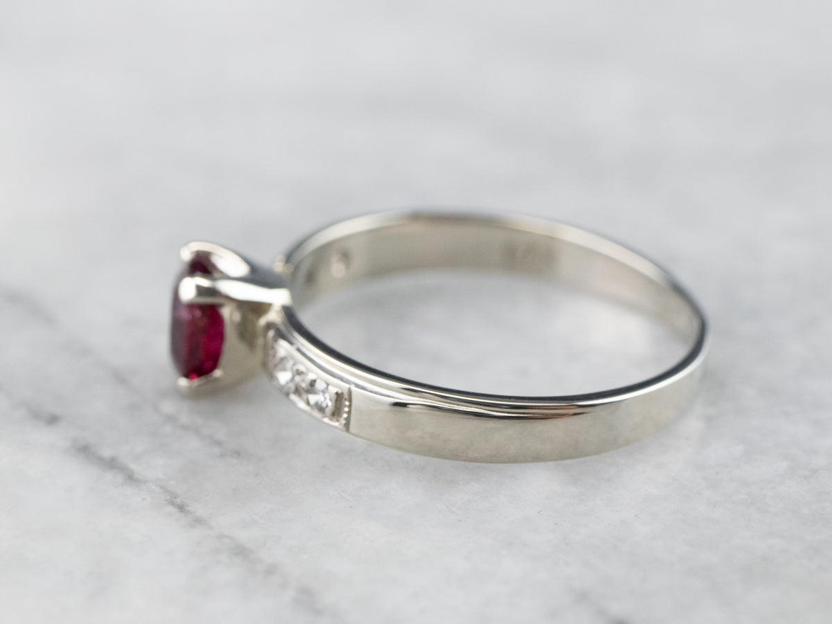 Ruby Diamond White Gold Engagement Ring