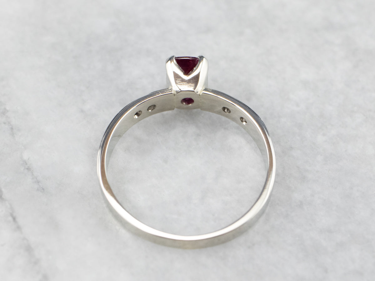 Ruby Diamond White Gold Engagement Ring