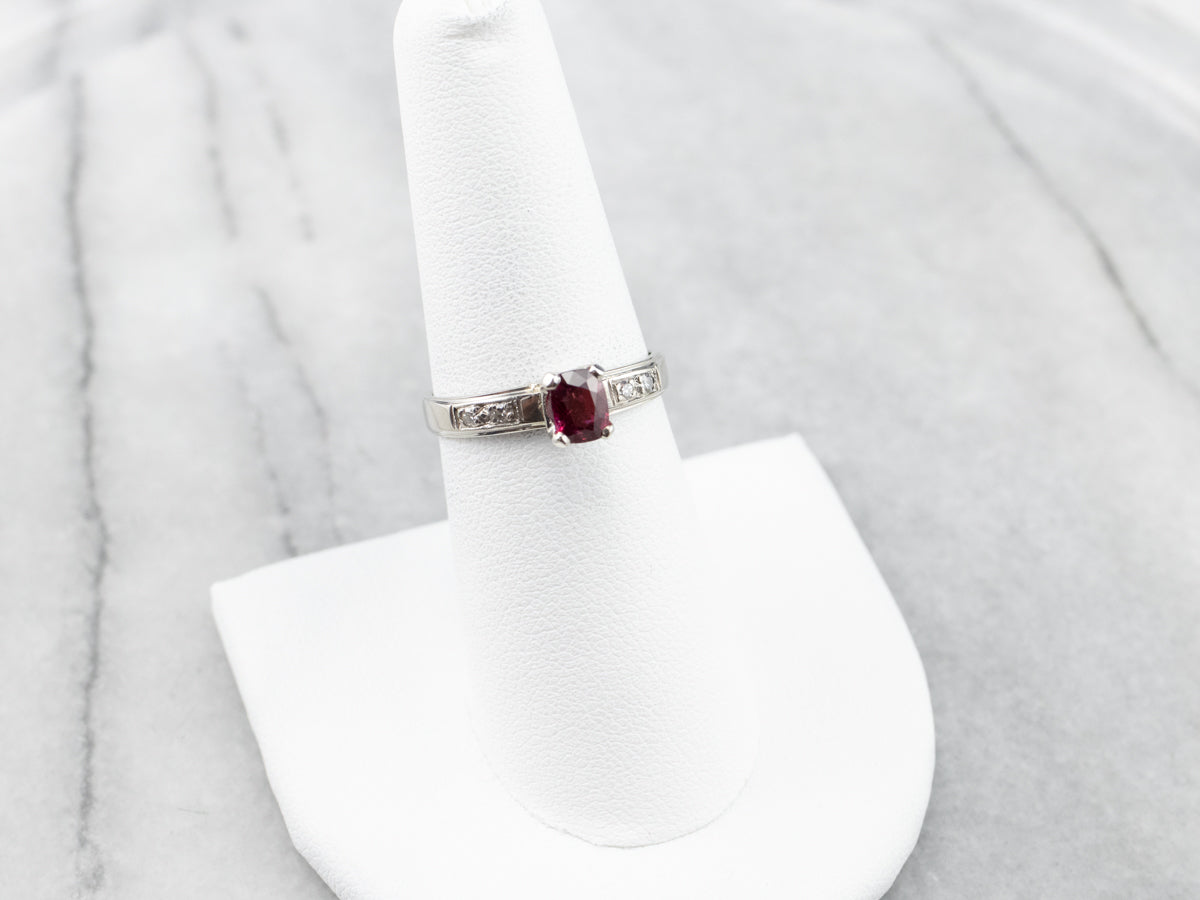 Ruby Diamond White Gold Engagement Ring