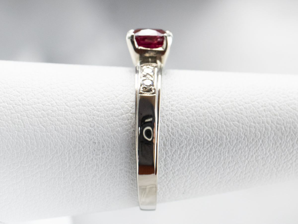 Ruby Diamond White Gold Engagement Ring