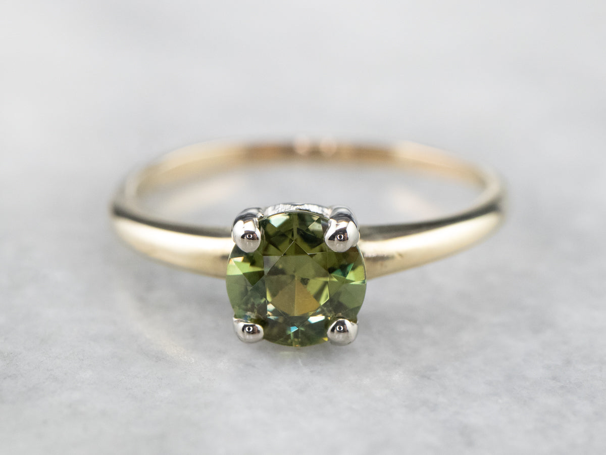 Vintage Demantoid Garnet Gold Solitaire Ring