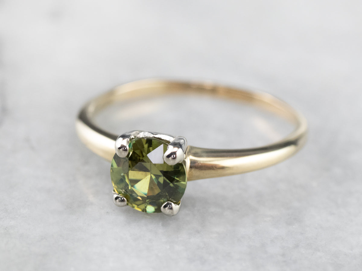 Vintage Demantoid Garnet Gold Solitaire Ring