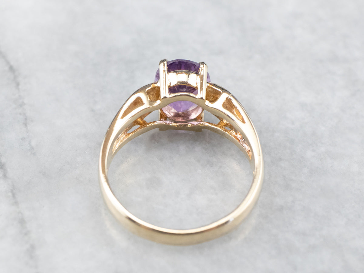 Amethyst Diamond 14K Gold Ring