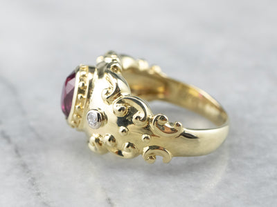 Gold Ruby and Diamond Statement Ring