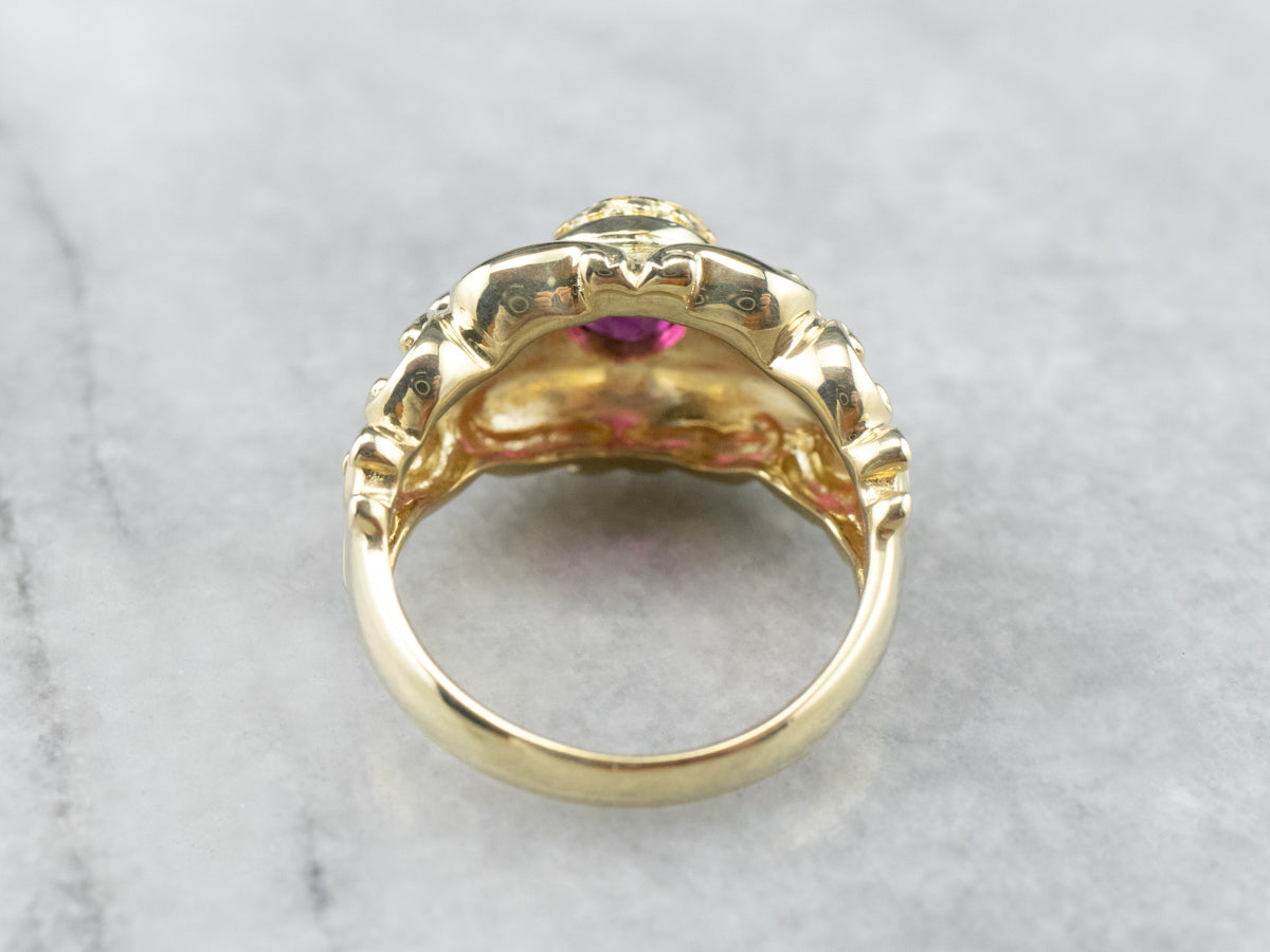 Gold Ruby and Diamond Statement Ring