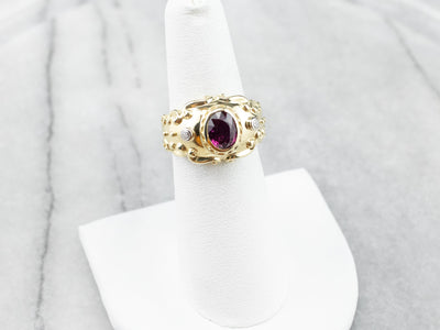 Gold Ruby and Diamond Statement Ring