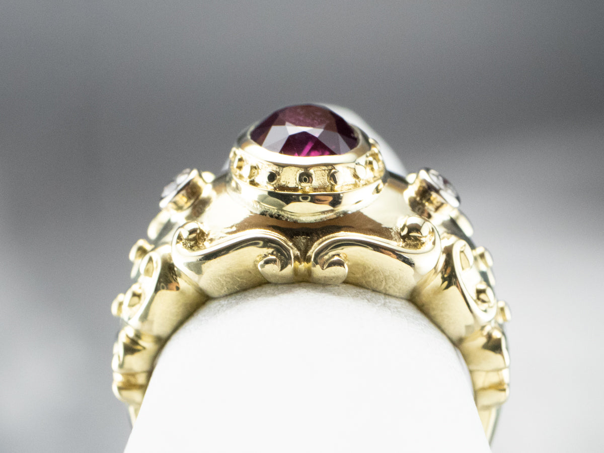 Gold Ruby and Diamond Statement Ring