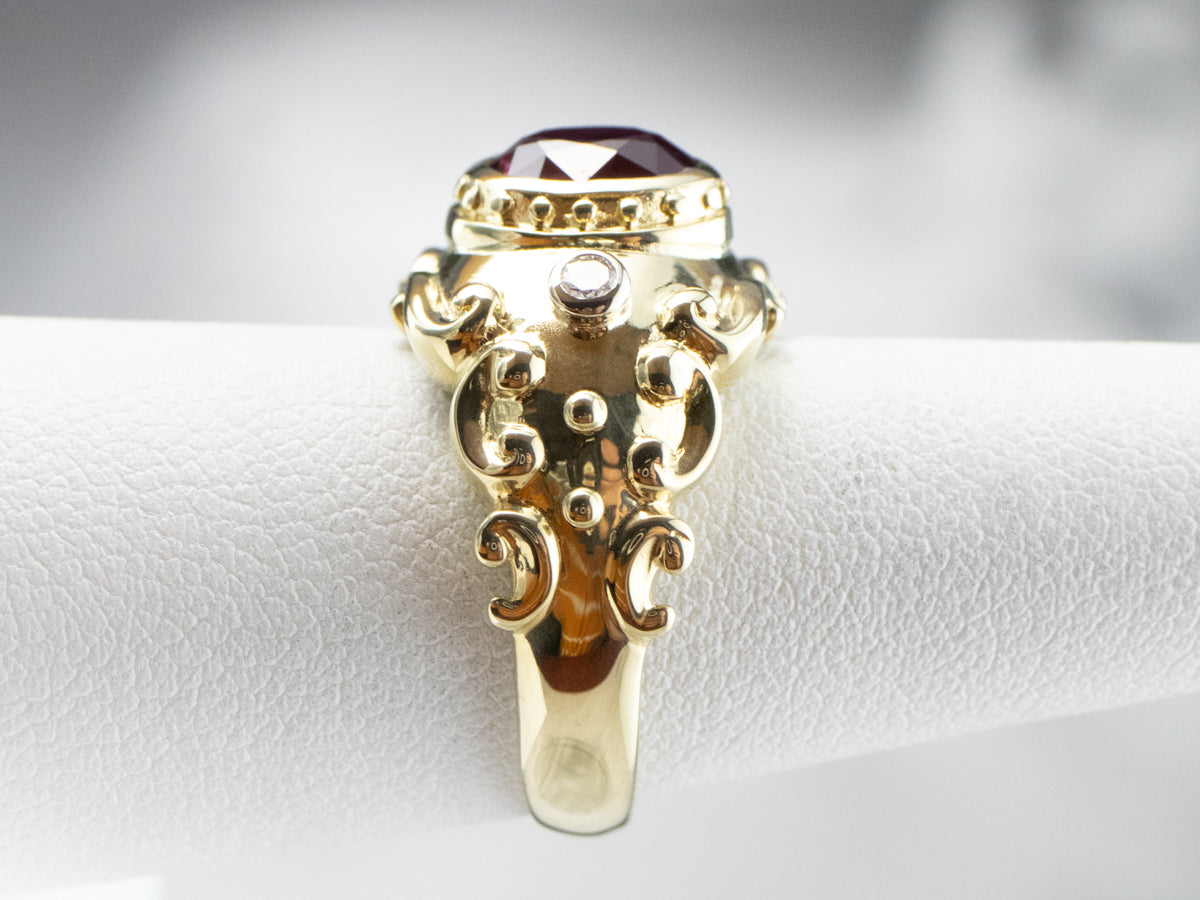 Gold Ruby and Diamond Statement Ring