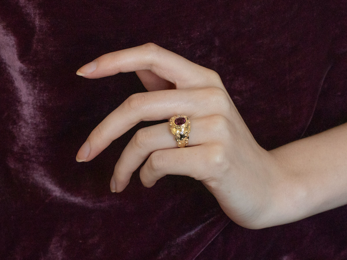 Gold Ruby and Diamond Statement Ring