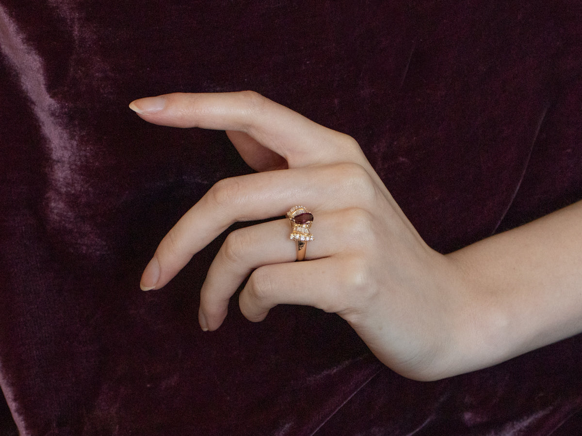Teardrop Ruby and Diamond 18K Gold Ring