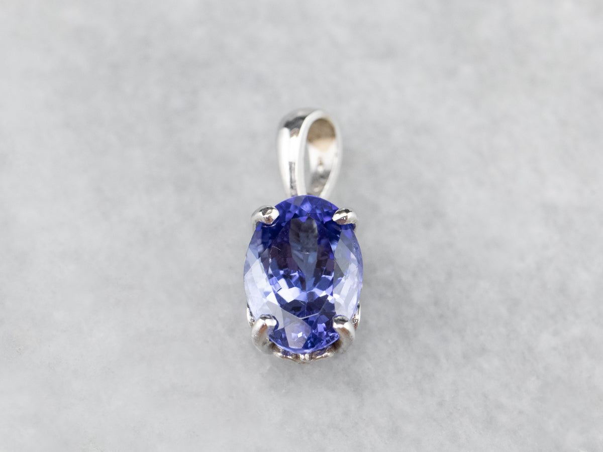 White Gold Tanzanite Solitaire Pendant