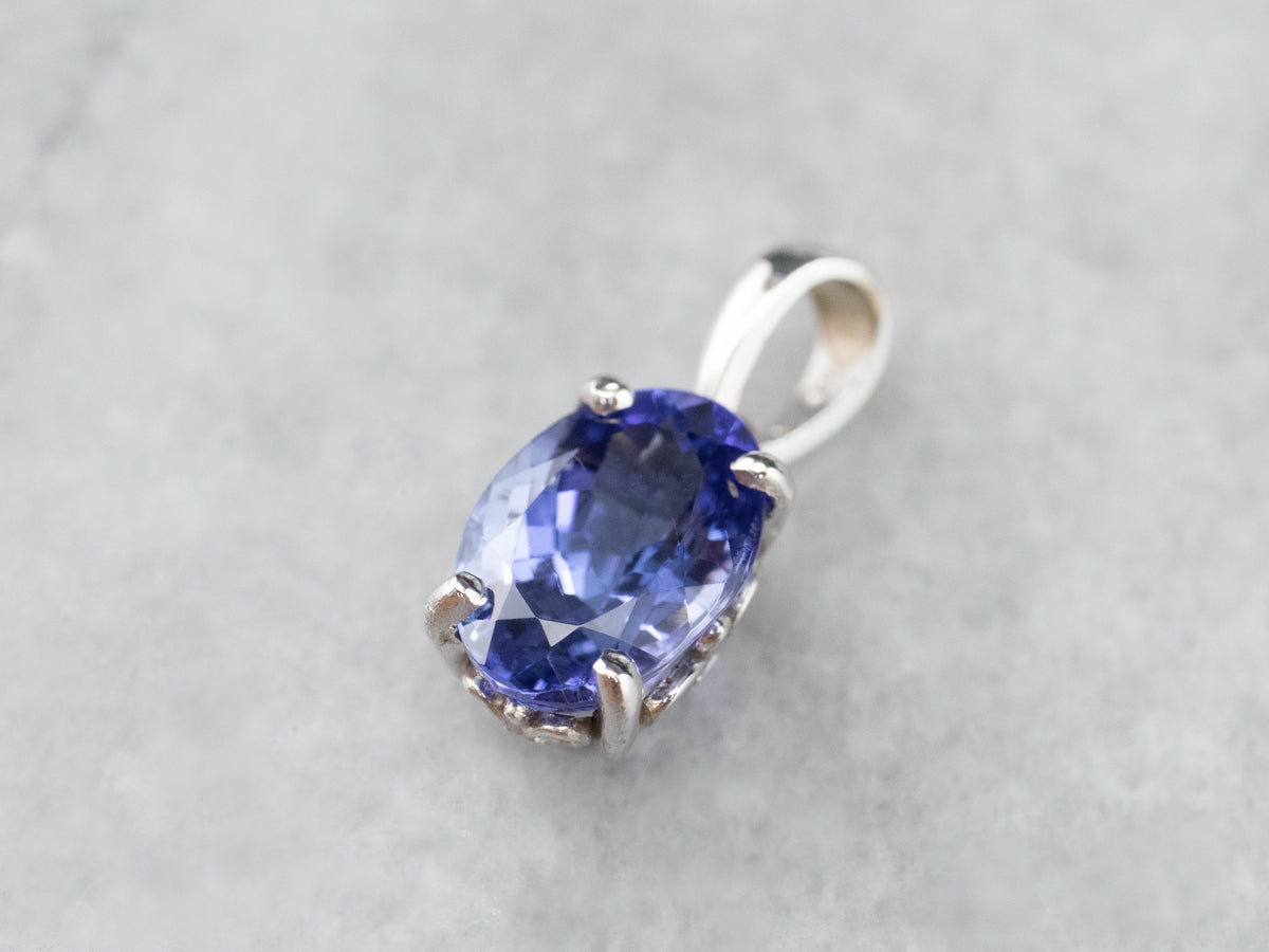 White Gold Tanzanite Solitaire Pendant