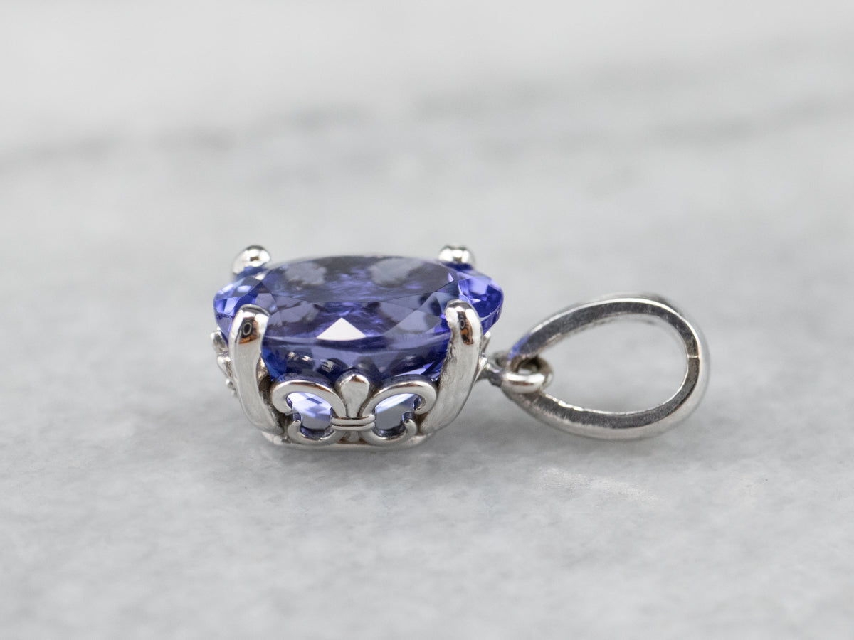 White Gold Tanzanite Solitaire Pendant
