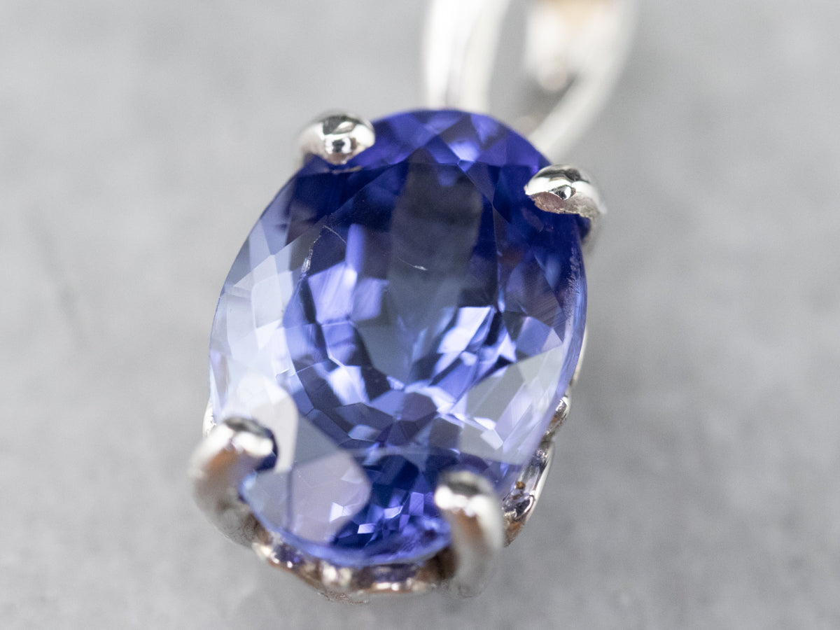 White Gold Tanzanite Solitaire Pendant