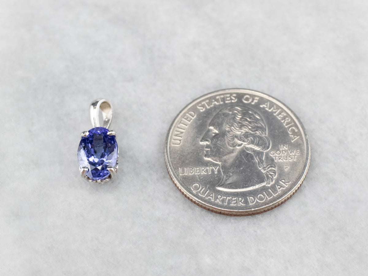 White Gold Tanzanite Solitaire Pendant