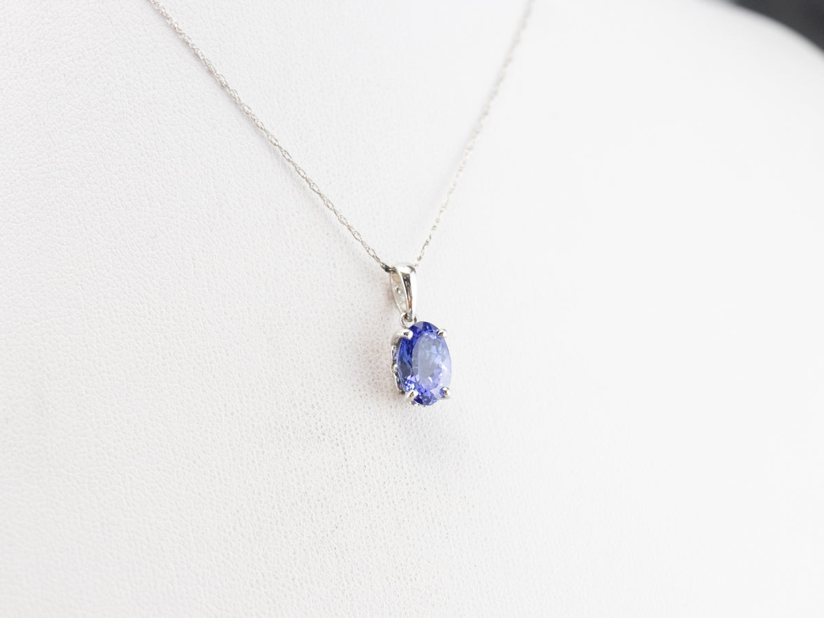 White Gold Tanzanite Solitaire Pendant