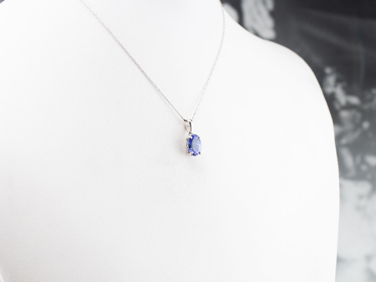 White Gold Tanzanite Solitaire Pendant
