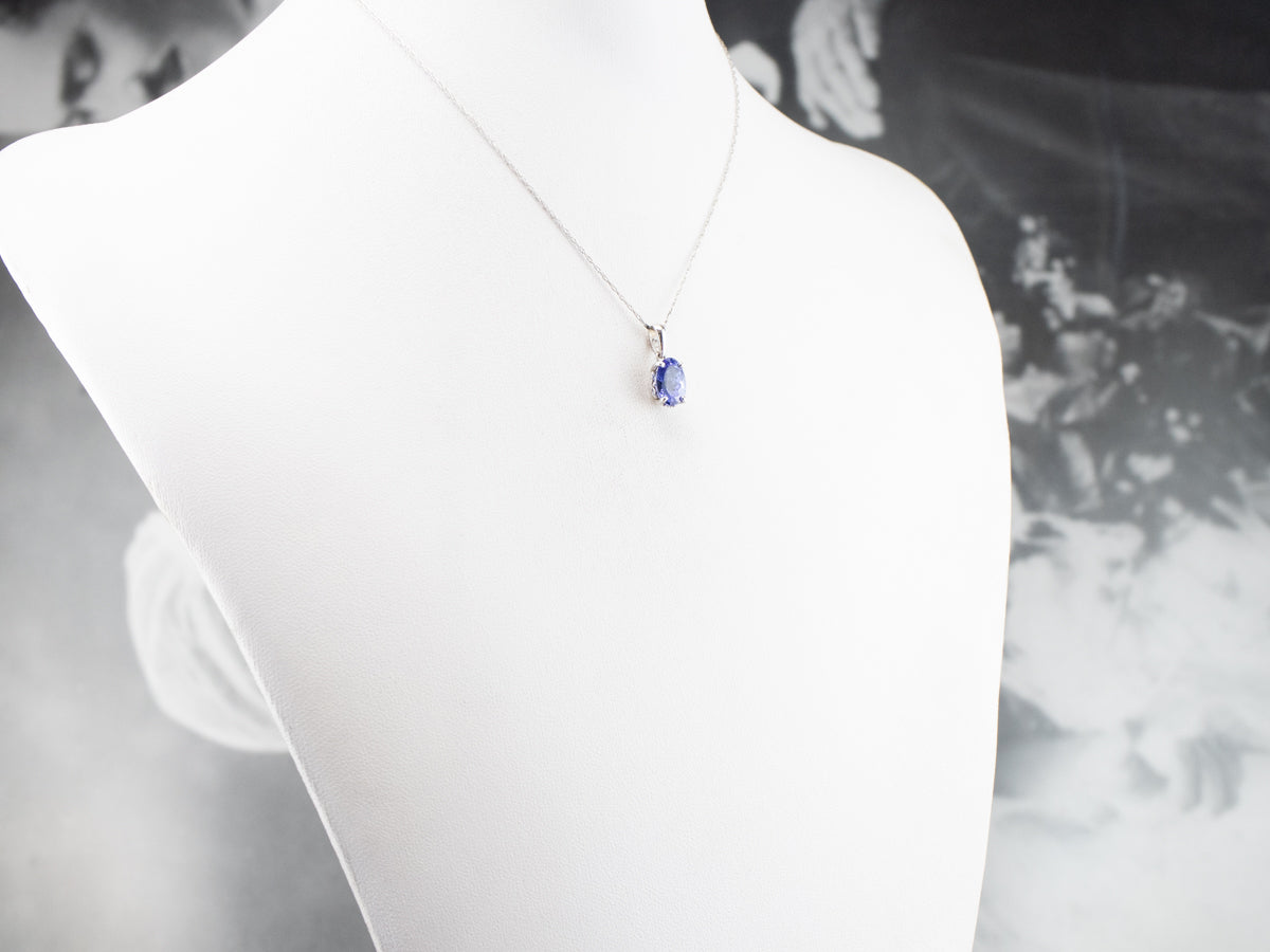 White Gold Tanzanite Solitaire Pendant