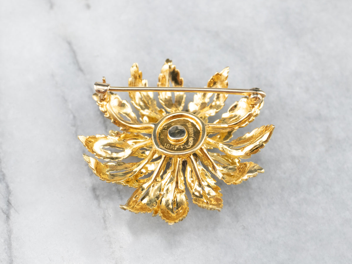 Vintage Flower Diamond Cluster Pin