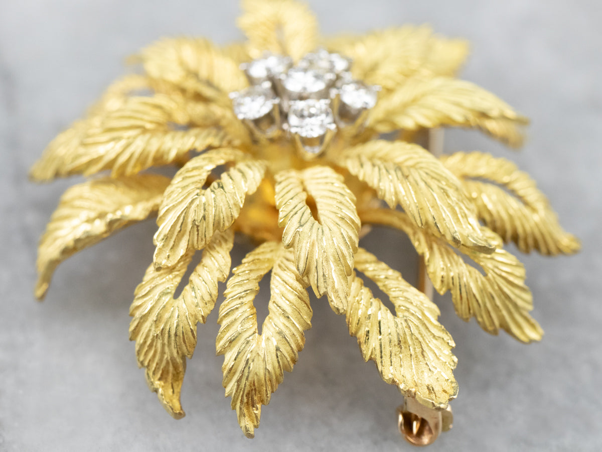 Vintage Flower Diamond Cluster Pin