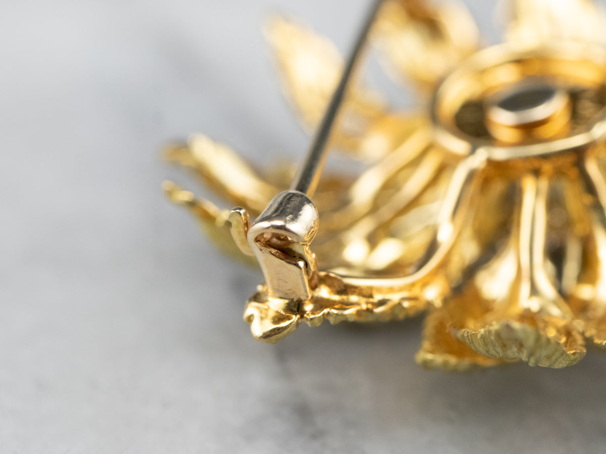 Vintage Flower Diamond Cluster Pin