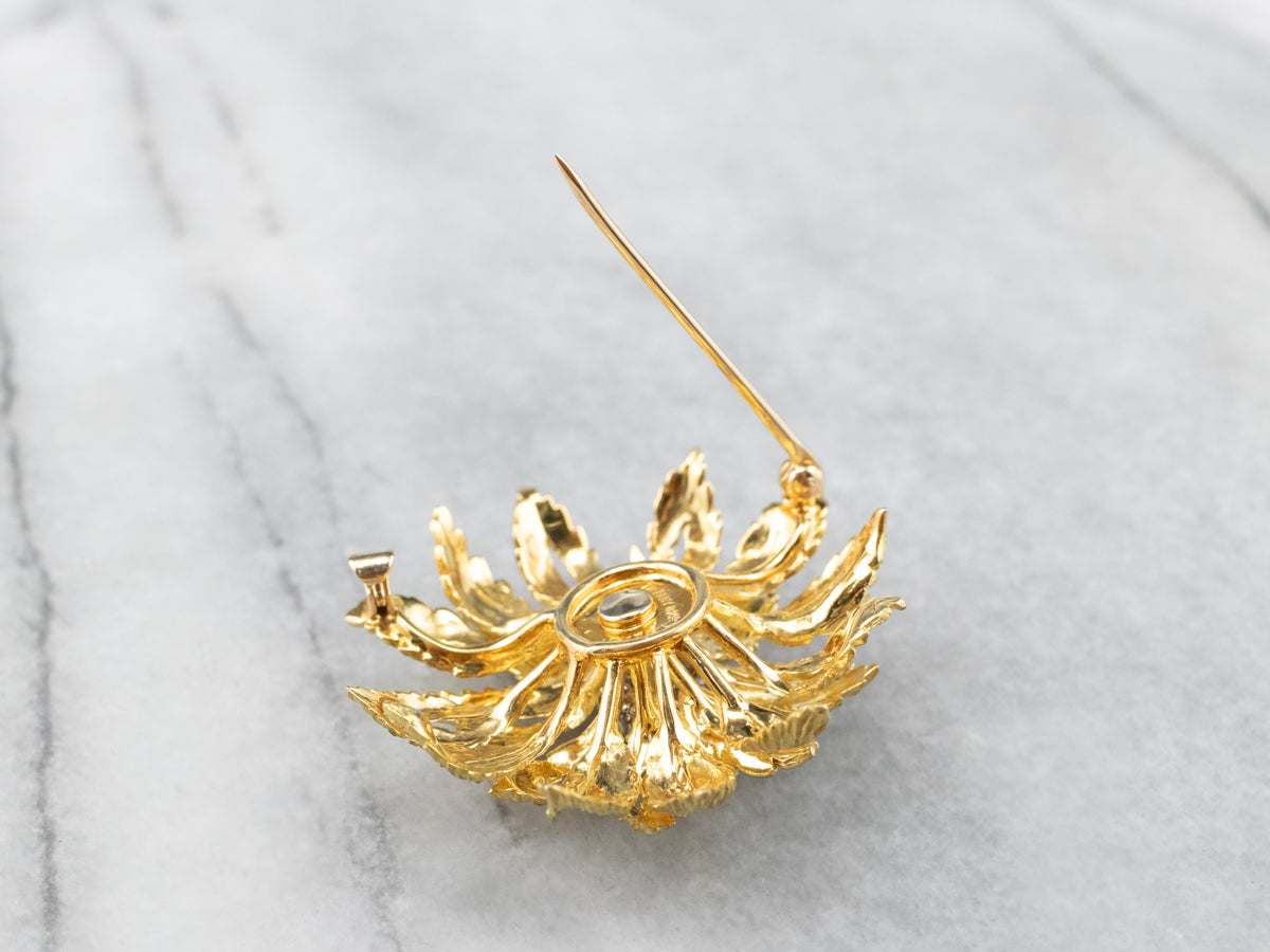 Vintage Flower Diamond Cluster Pin