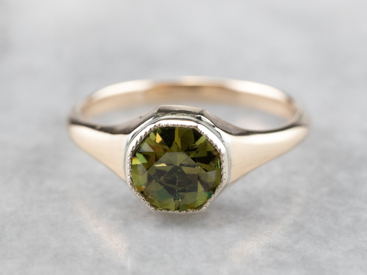 Demantoid Garnet Gold Solitaire Ring