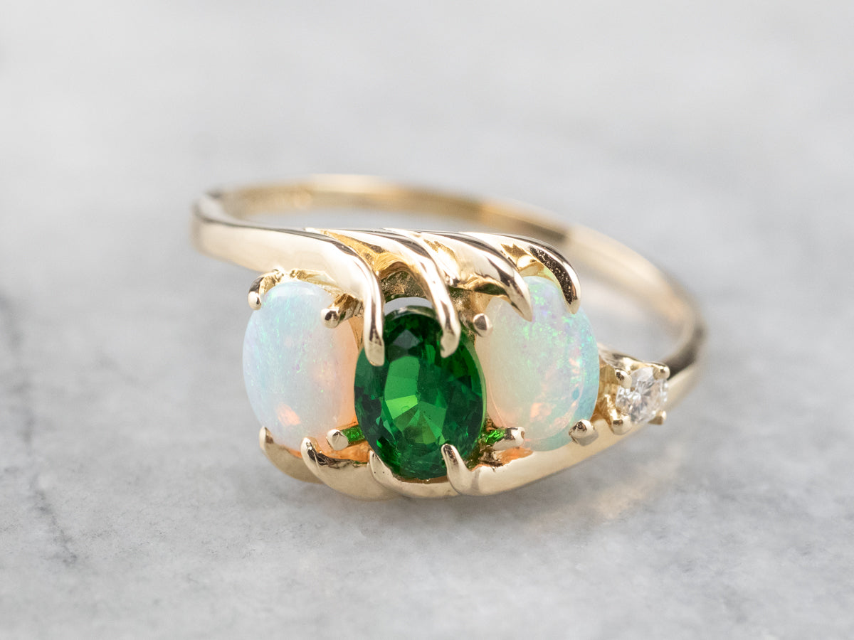 Tsavorite Garnet Opal Gold Ring