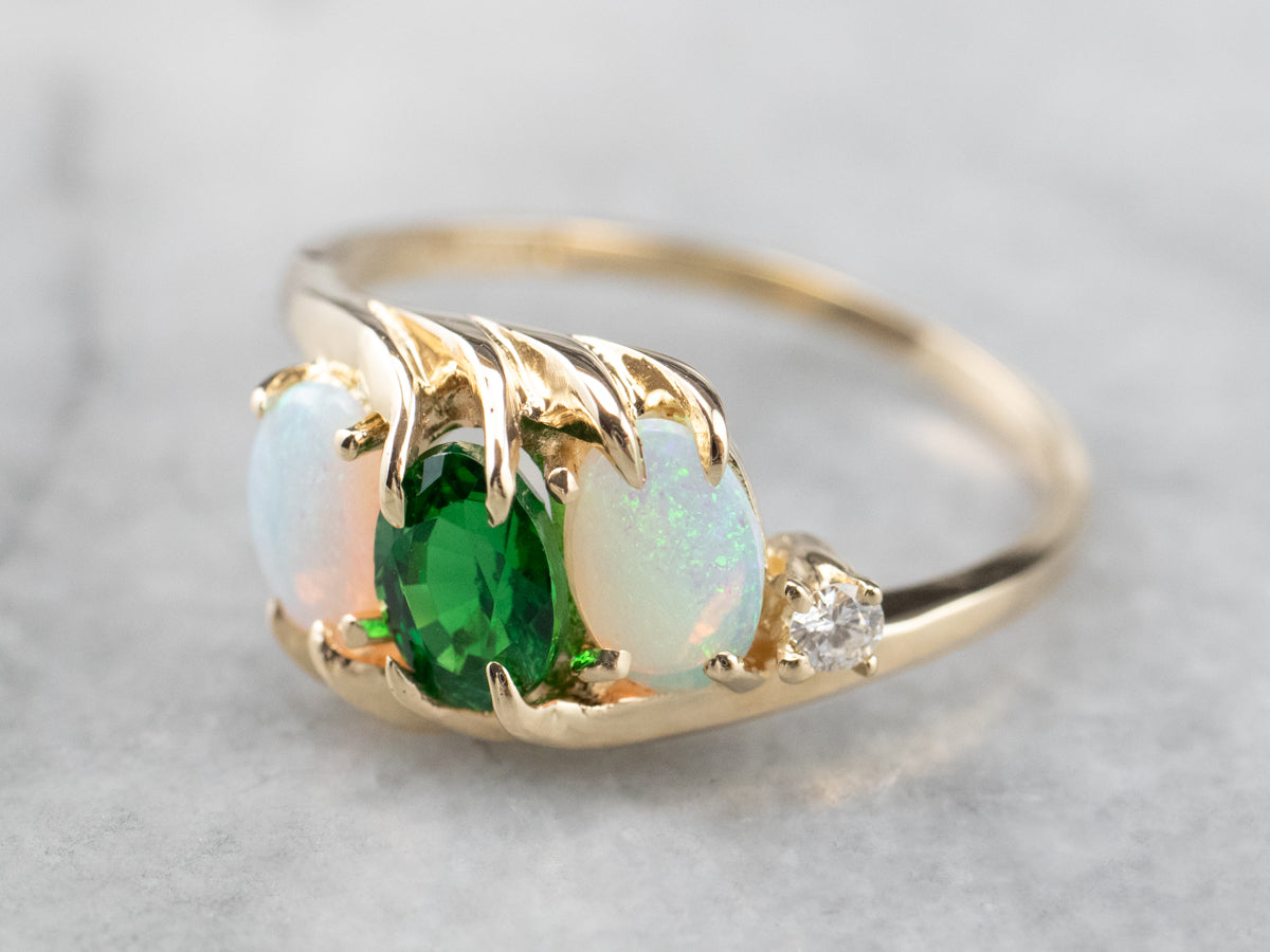 Tsavorite Garnet Opal Gold Ring