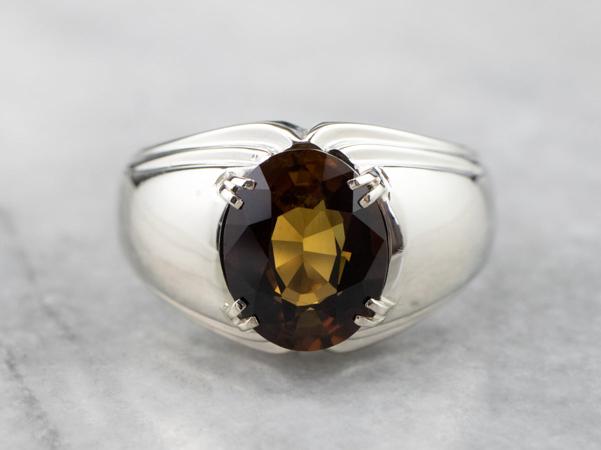 Dravite Tourmaline White Gold Statement Ring