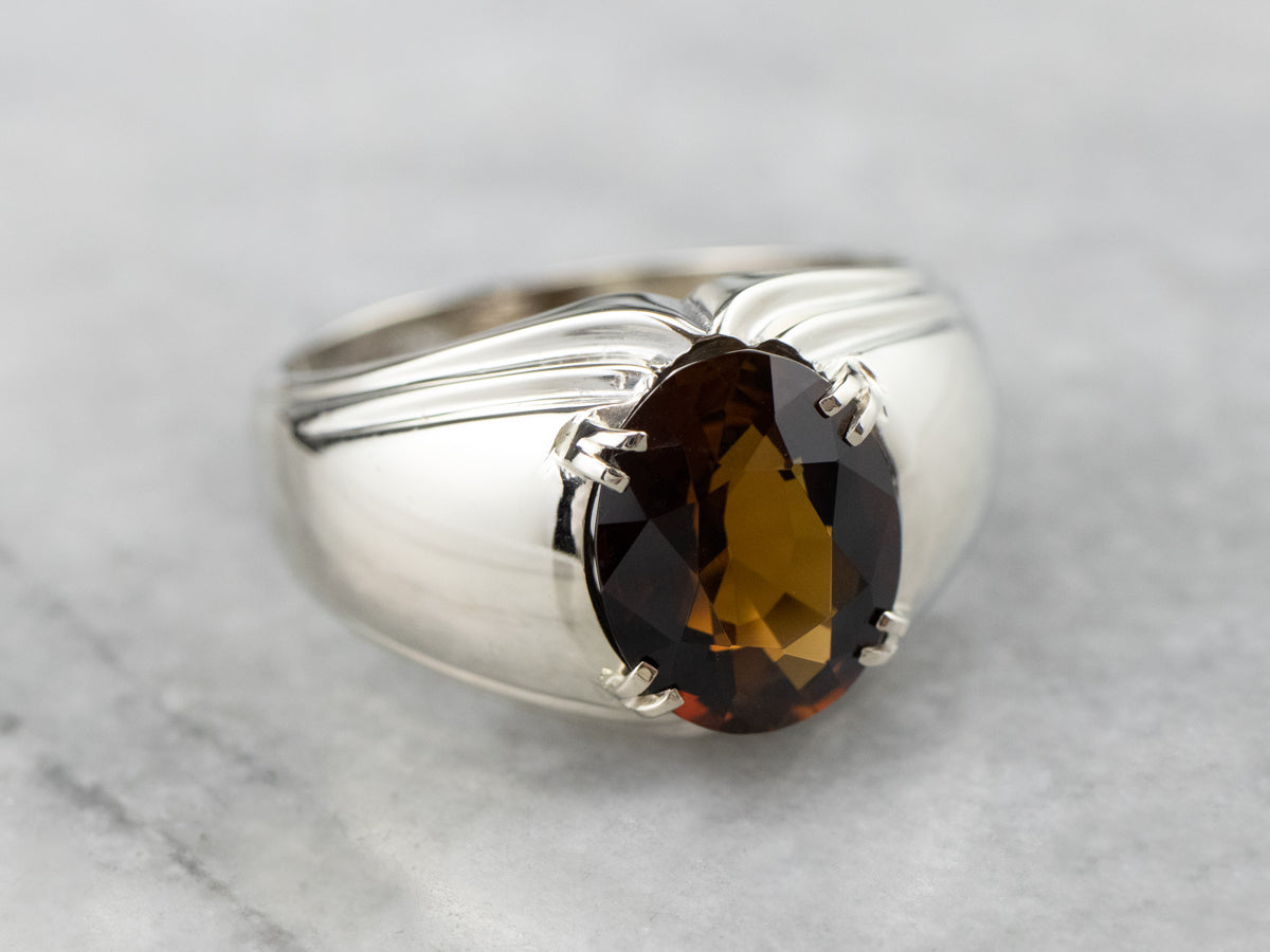 Dravite Tourmaline White Gold Statement Ring