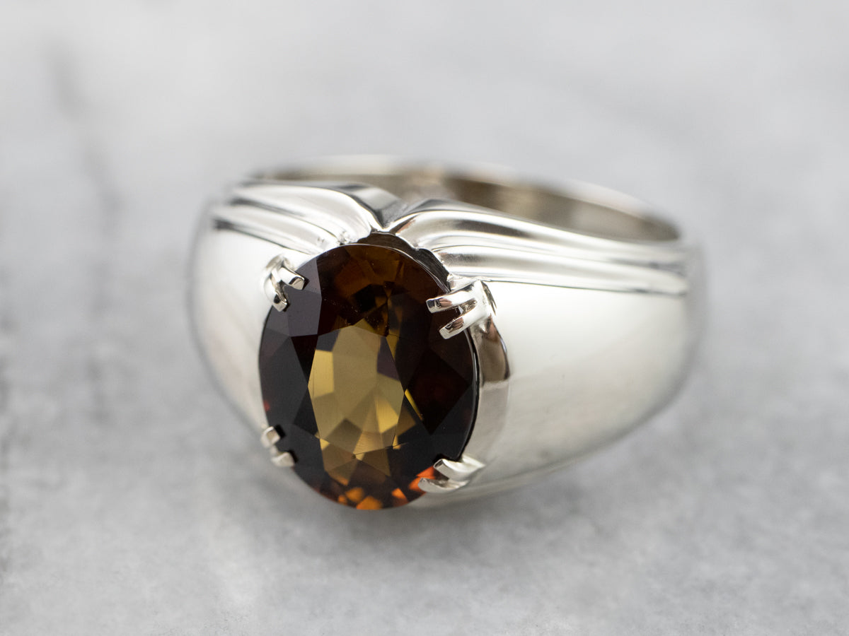 Dravite Tourmaline White Gold Statement Ring