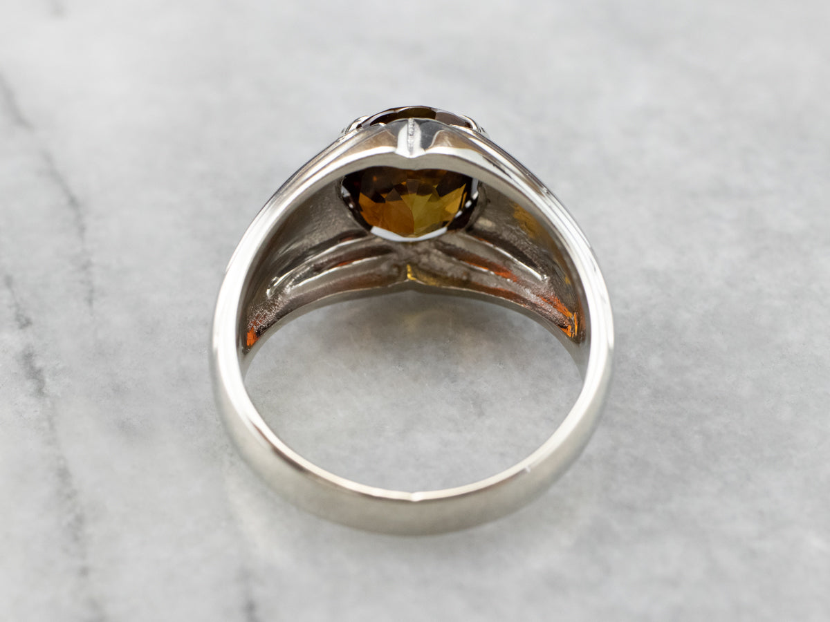 Dravite Tourmaline White Gold Statement Ring