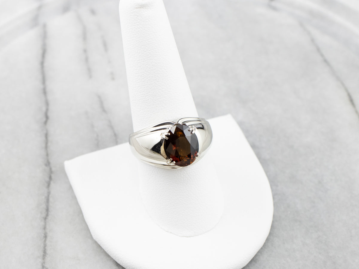 Dravite Tourmaline White Gold Statement Ring