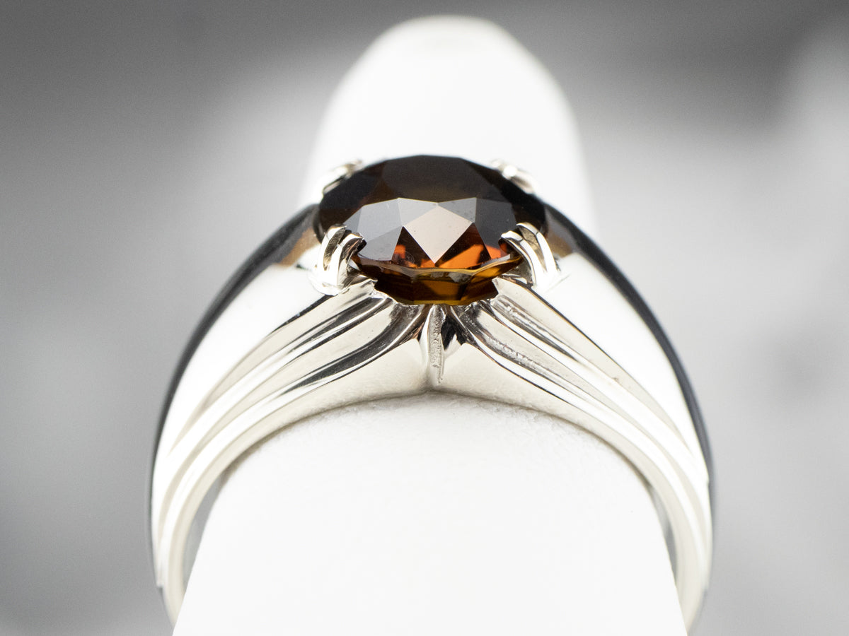 Dravite Tourmaline White Gold Statement Ring