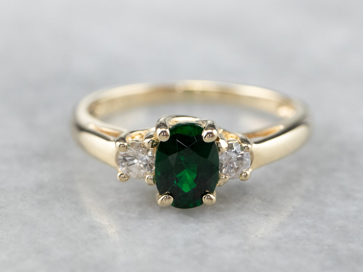 Tsavorite Garnet Diamond Gold Ring