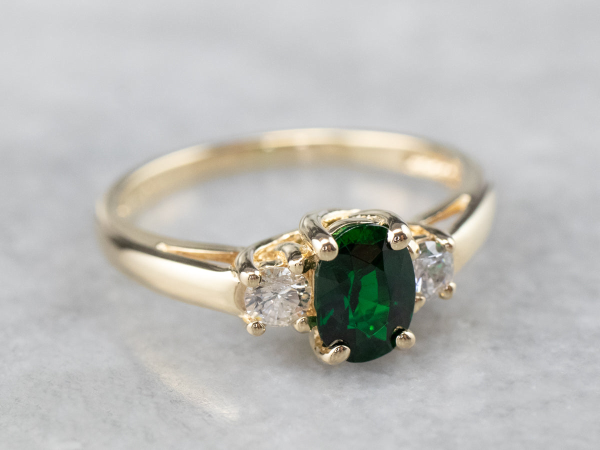 Tsavorite Garnet Diamond Gold Ring