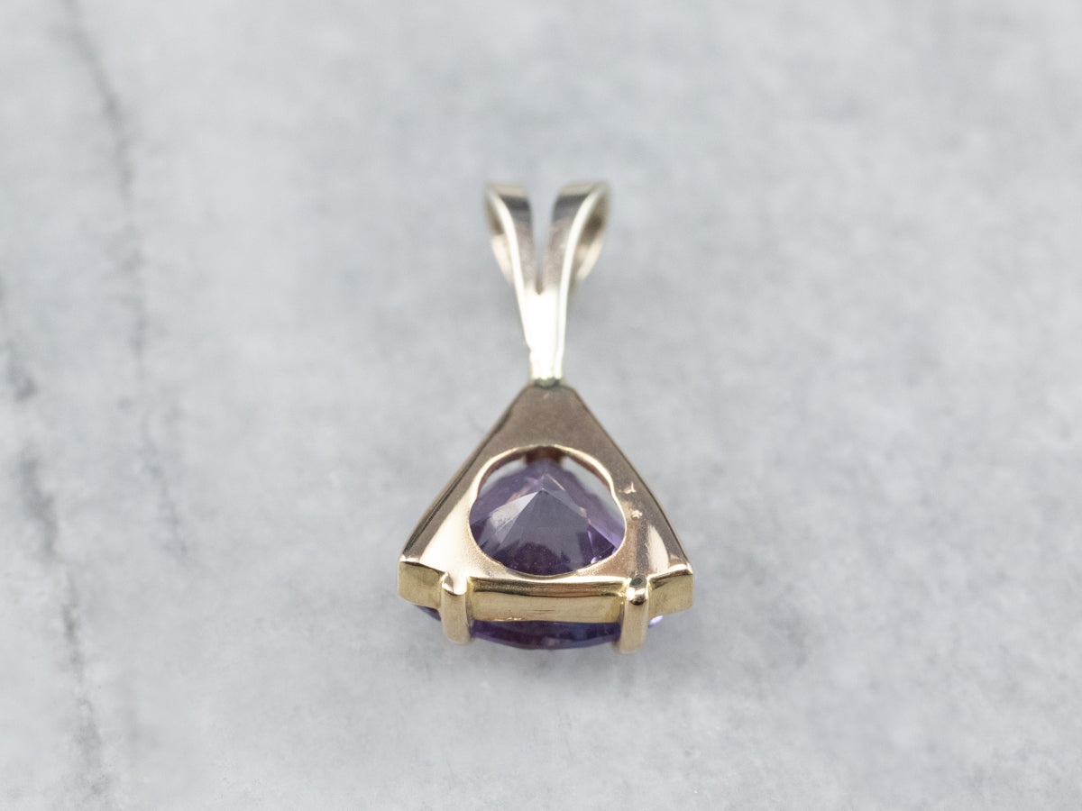 Trillion Cut Purple Spinel Gold Solitaire Pendant